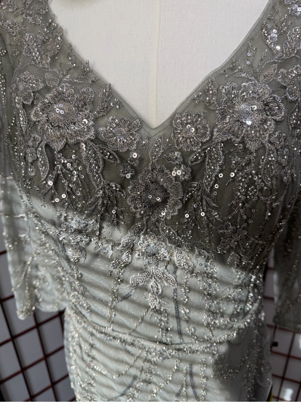MGNY by Madeline Garner Charcoal Beaded Sequin Gown Style 72933 US Size 6